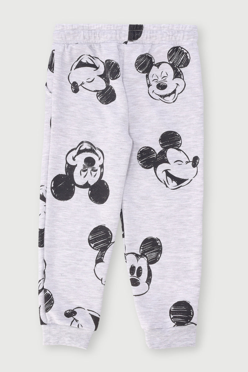 Pre-Boys Mickey Print Chenille Jogger - Grey Melange