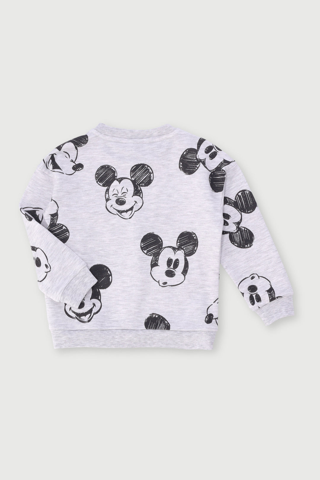 Pre-Boys Mickey Print Chenille Crew Top - Grey Melange