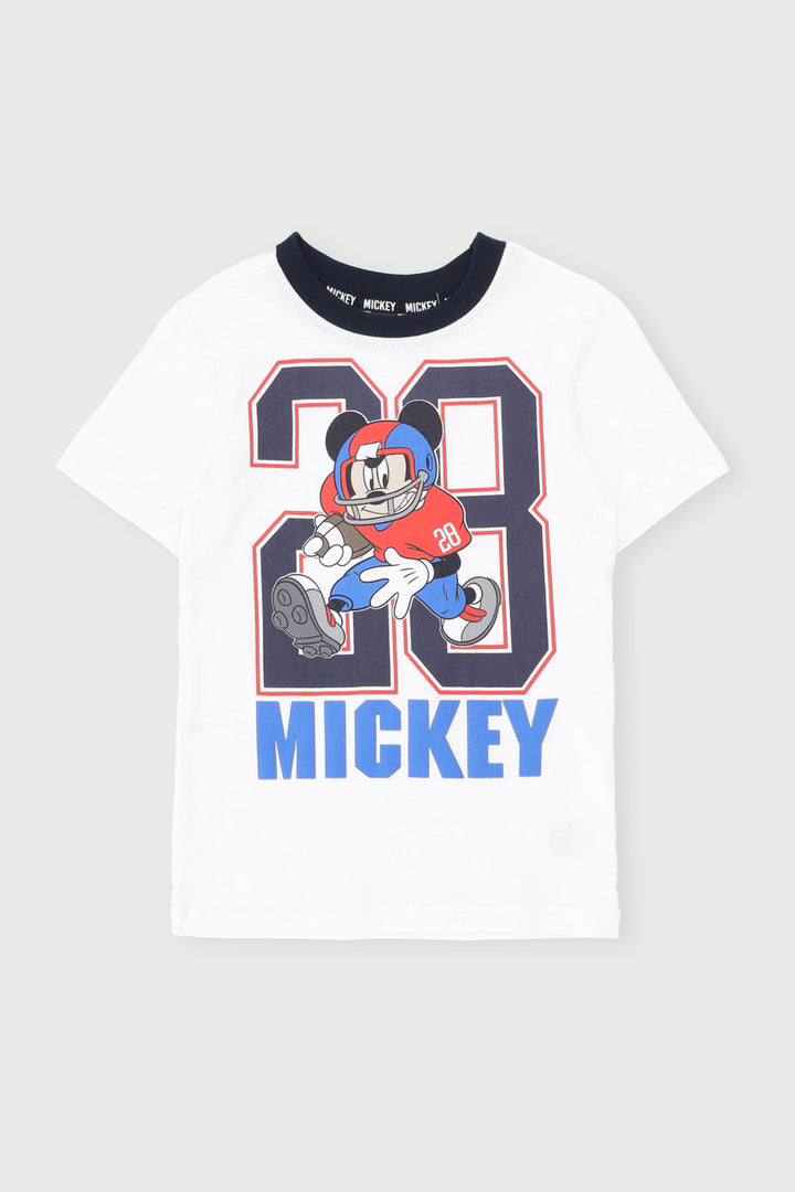 Pre-Boys Mickey Football Sports Tee - White