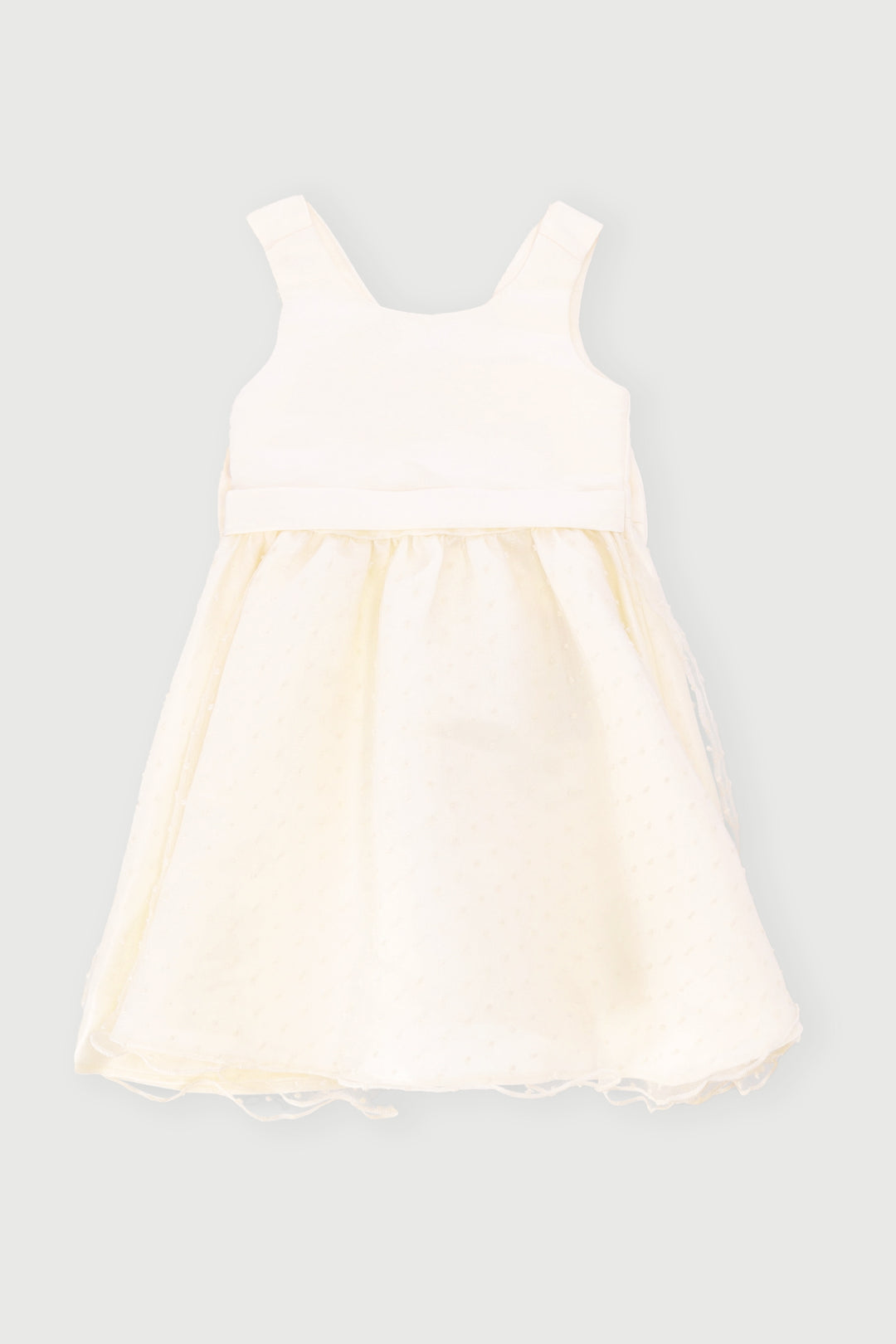 Pre-Girls Gradient Satin & Dobby Mesh Dress - Cream