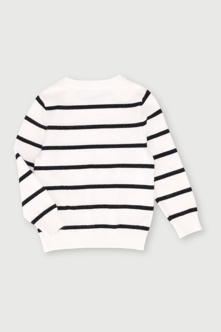 Pre-Girls Chanel Stripe Jersey  - Black/White
