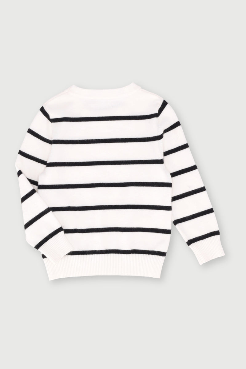 Pre-Girls Chanel Stripe Jersey  - Black/White