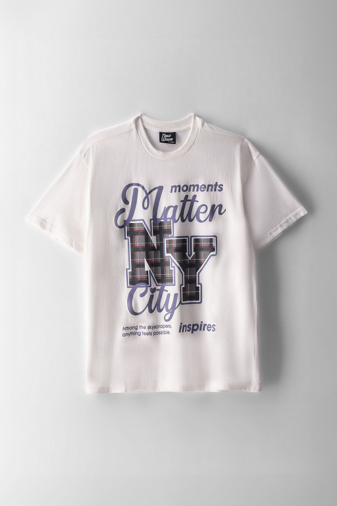 Girls NY Check Oversized Tee - Off White