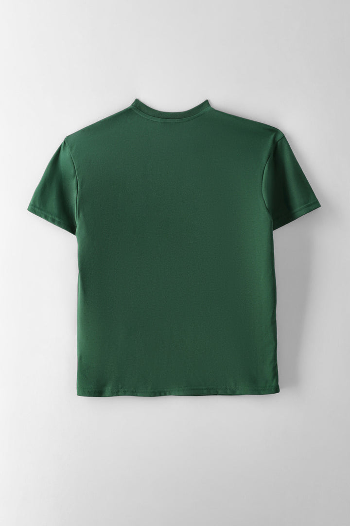 Girls Oversized Graphic Tee - Dark Green