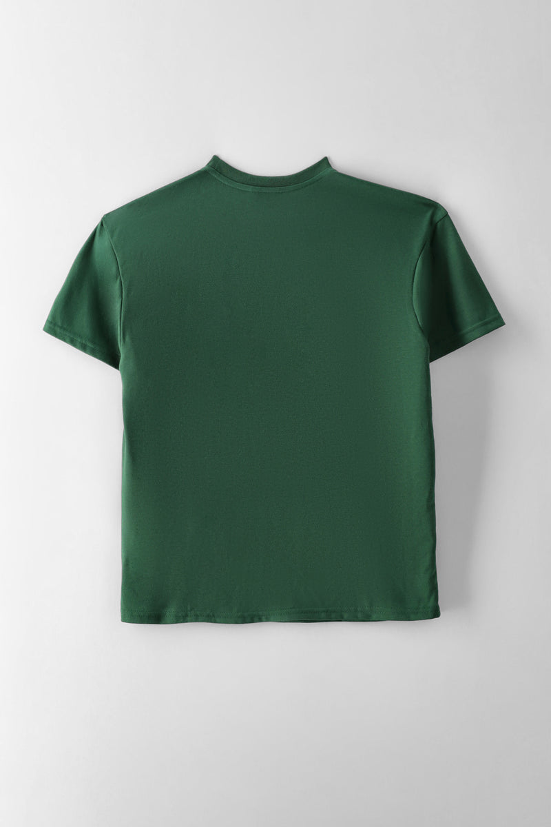 Girls Oversized Graphic Tee - Dark Green