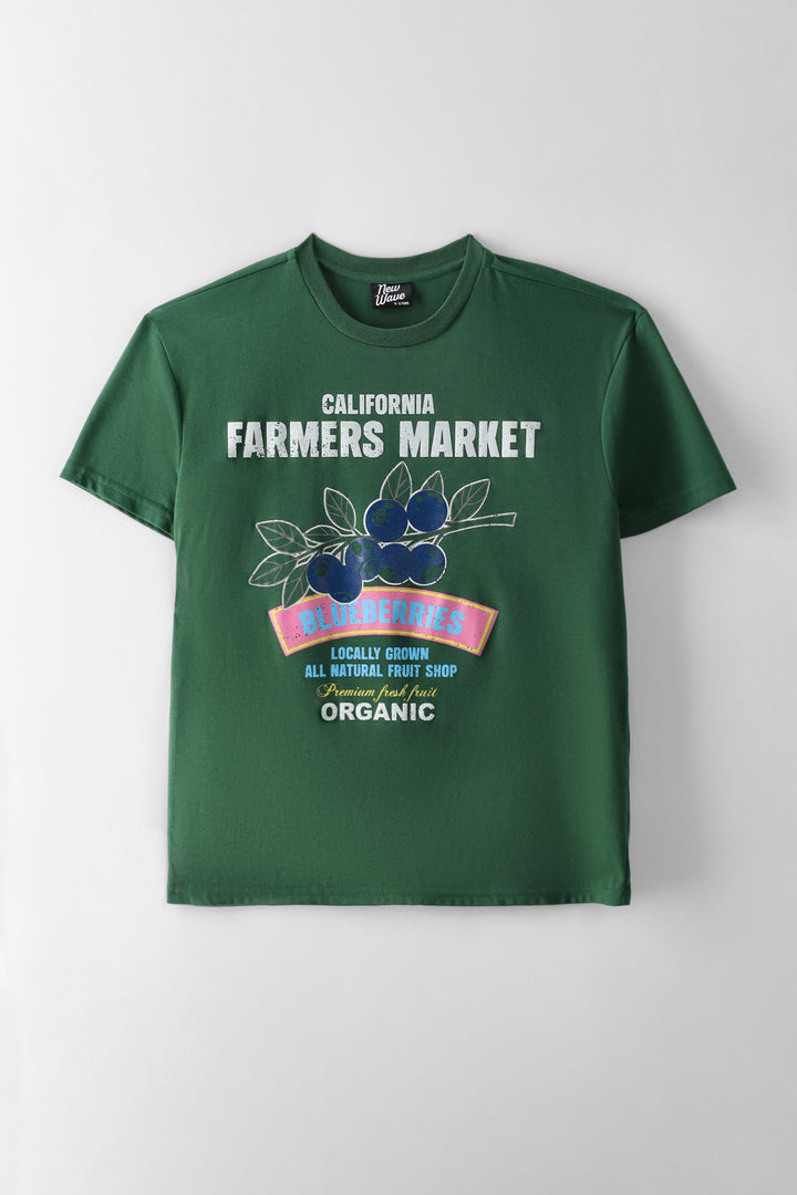 Girls Oversized Graphic Tee - Dark Green