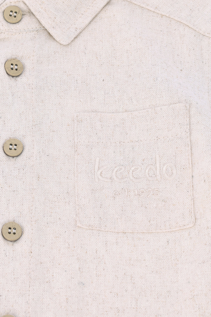 Keedo Boys Formal Shirt - Oatmeal