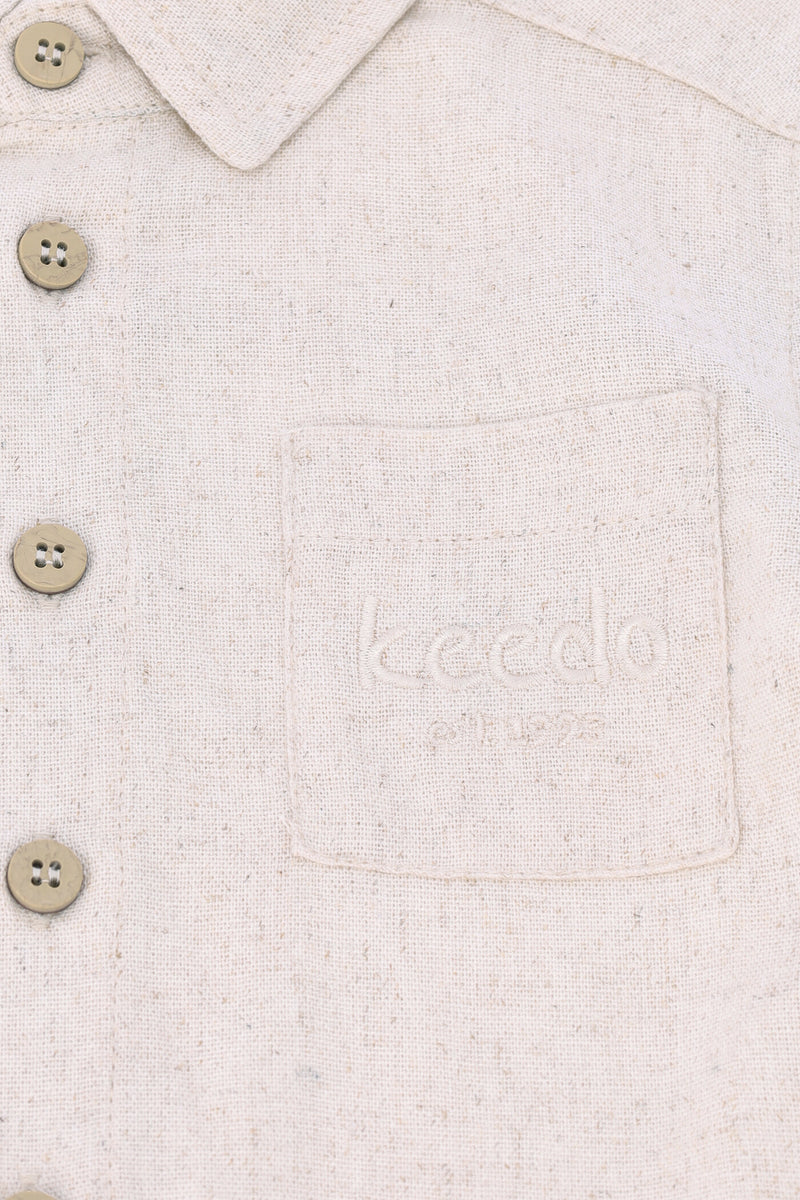 Keedo Boys Formal Shirt - Oatmeal
