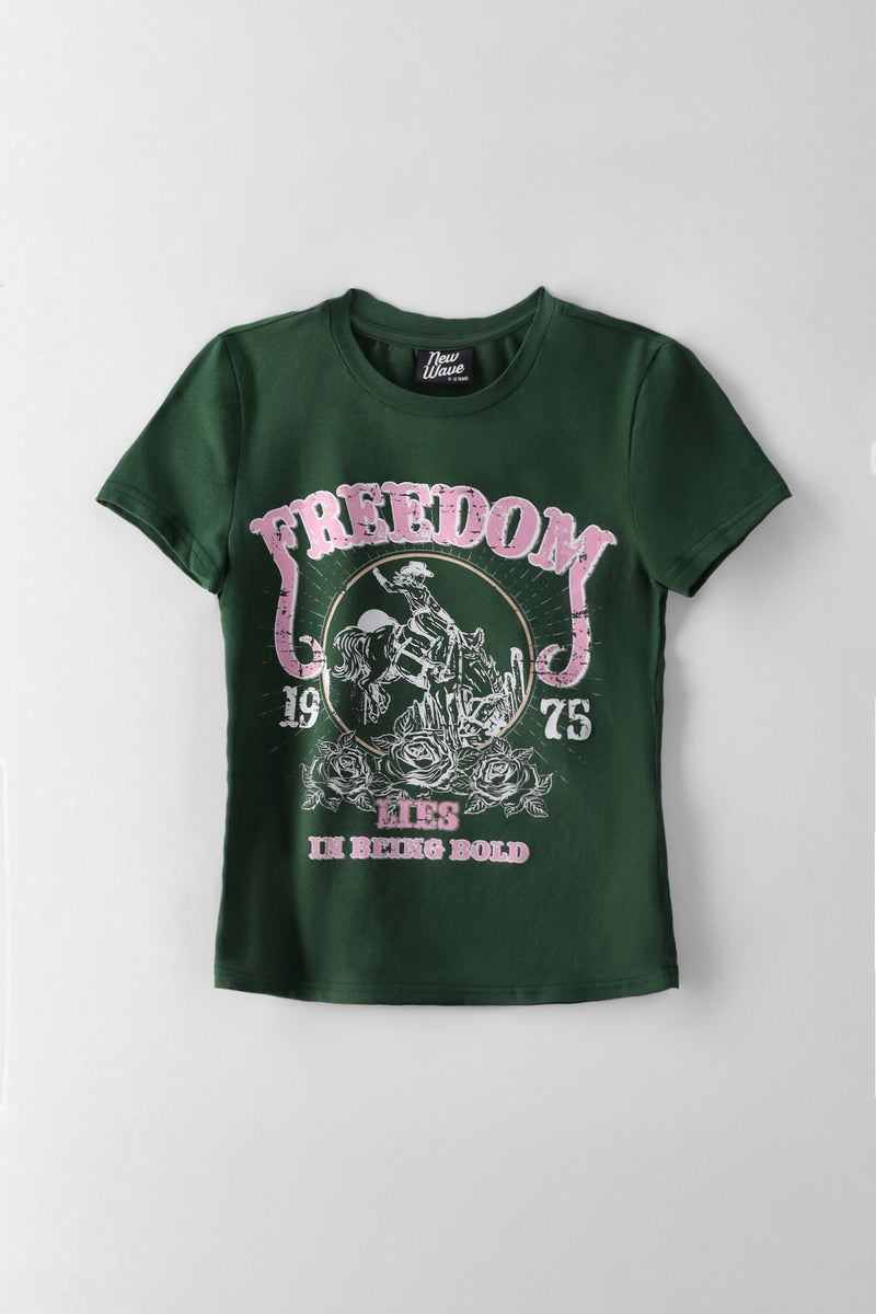 Girls Western Fitted Tee - Green