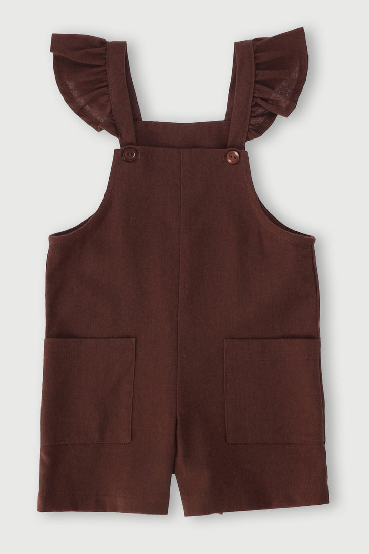 Pre-Girls Linen Jumpsuit - Brown