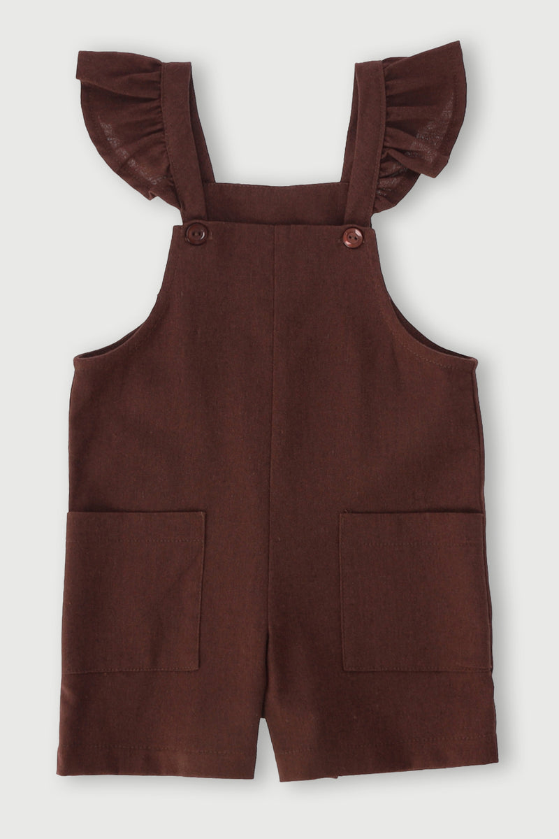 Pre-Girls Linen Jumpsuit - Brown