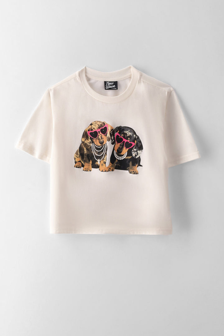 Girls Dash Boxy Tee - Cream