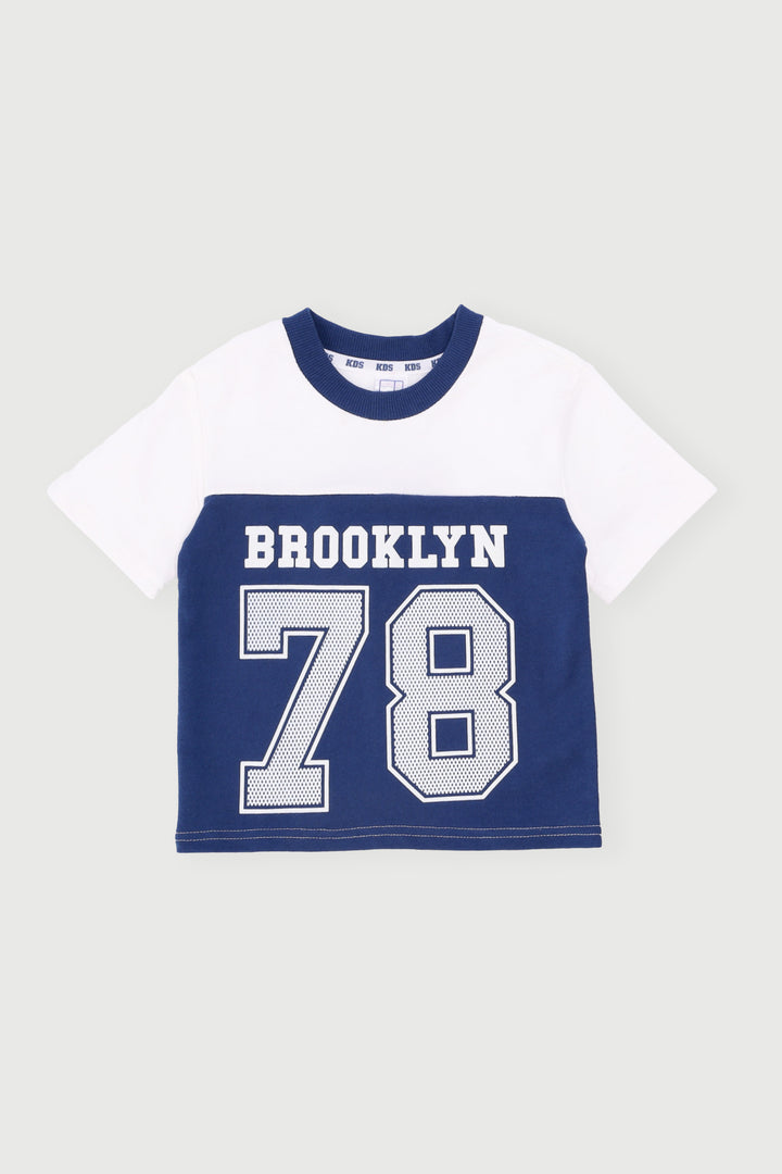 Pre-Boys Colourblock Fleece Sports Tee - Blue