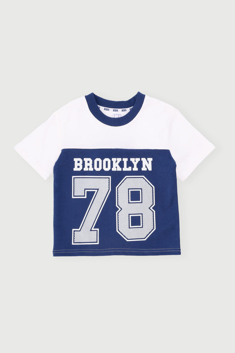 Pre-Boys Colourblock Fleece Sports Tee - Blue