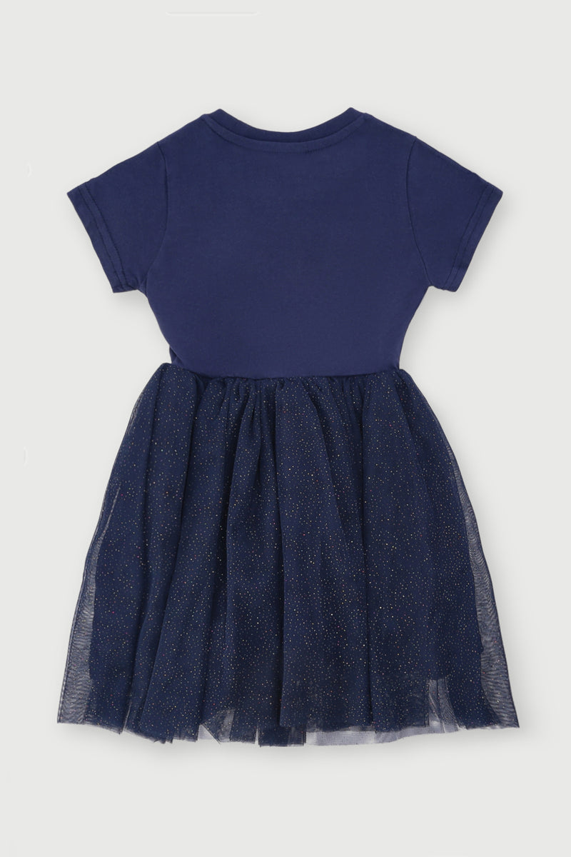 Pre-Girls Minnie Party Mesh Dress - Navy