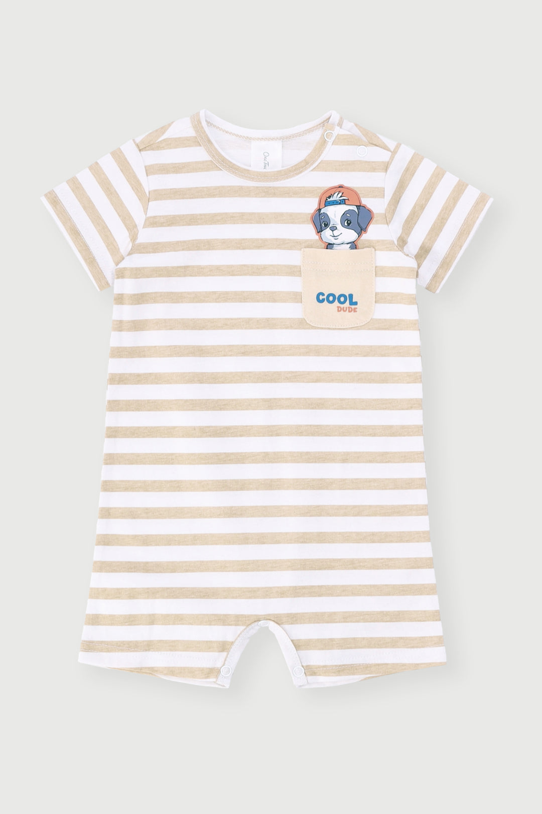 Baby Boys Puppy Romper - Light Stone