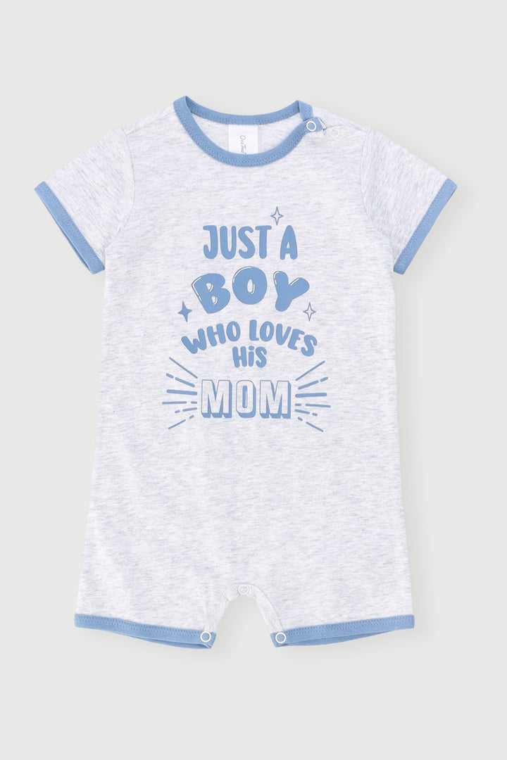 Baby Boys Just A Boy Romper - Smokey Blue