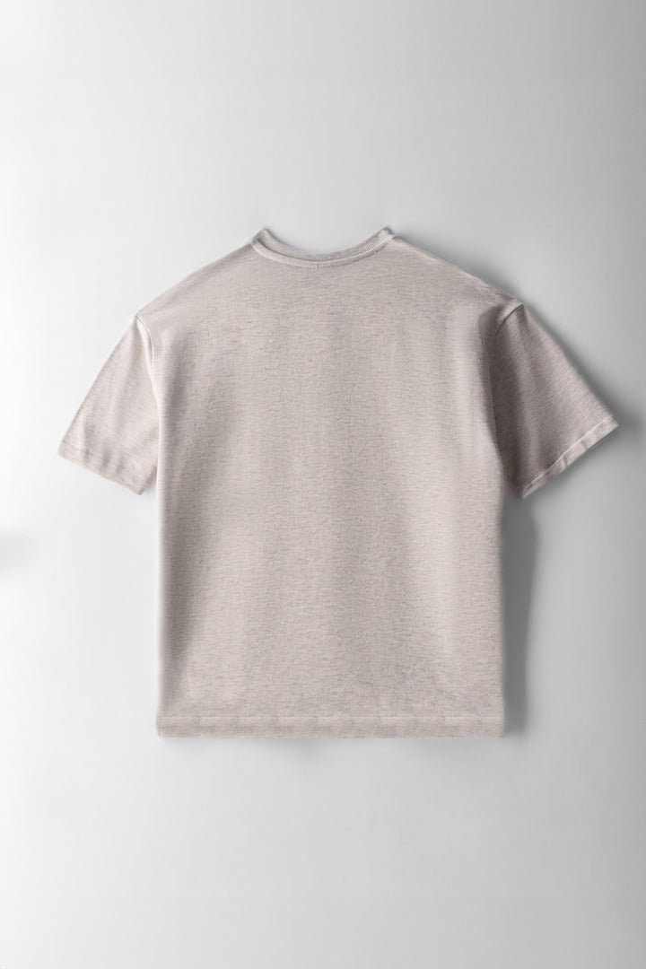 Boys Oversized Fleece T-Shirt - Oatmeal Melange