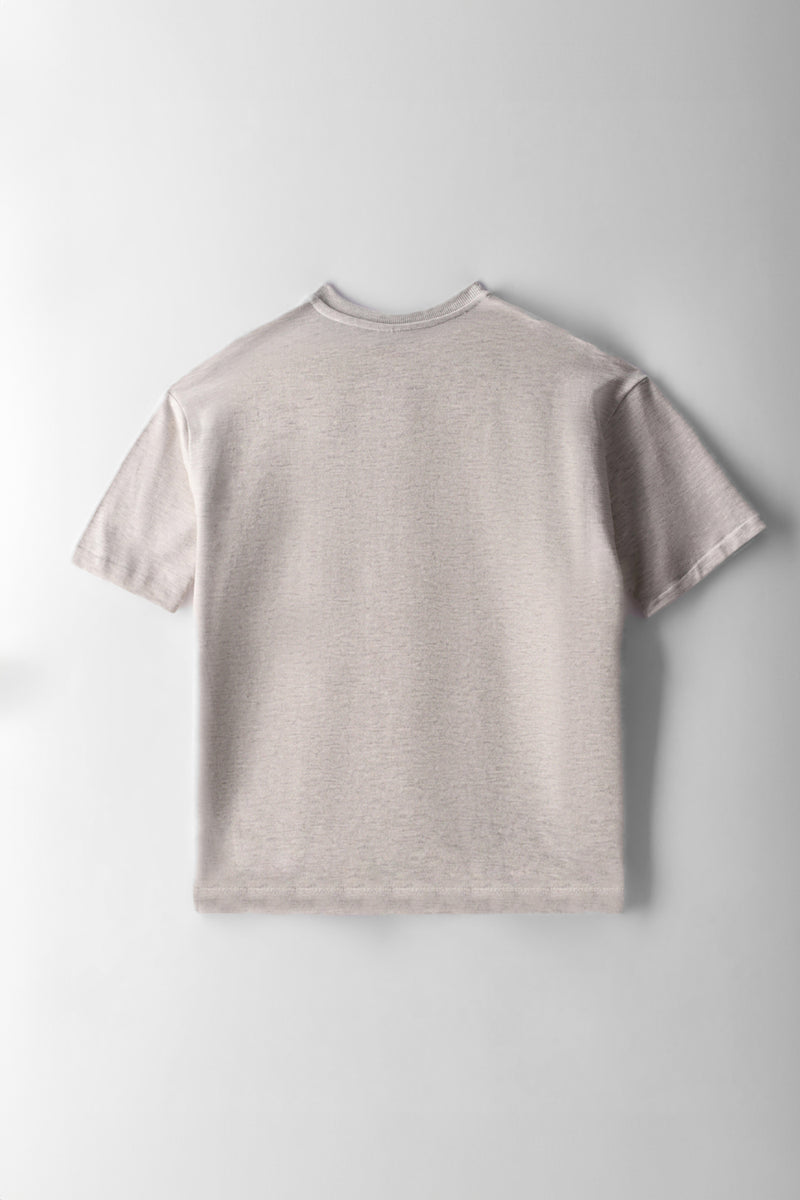Boys Oversized Fleece T-Shirt - Oatmeal Melange