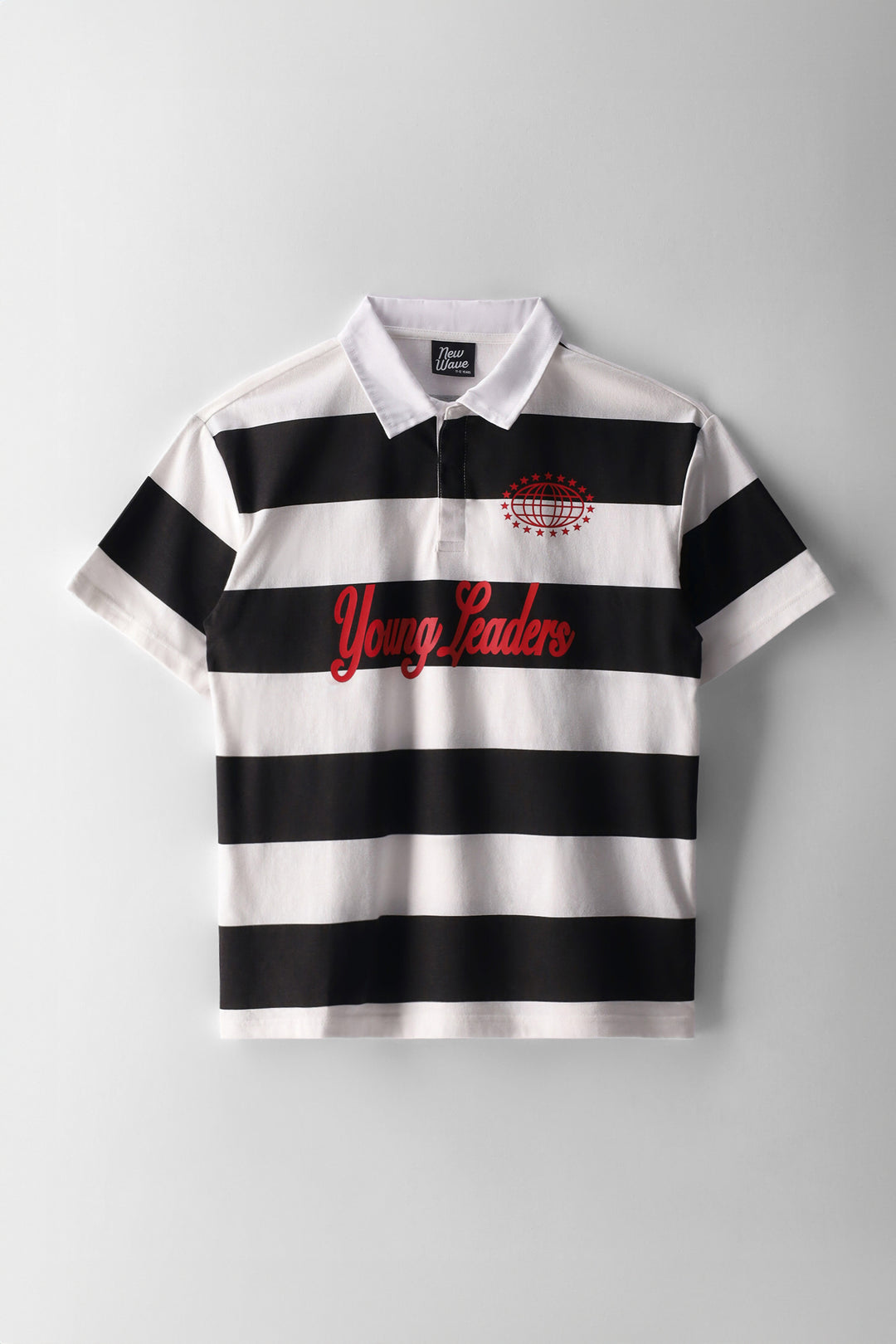 Boys Stripe Young Leaders Polo Shirt - Black/Cream