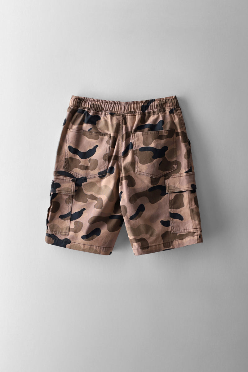 Camo Print Cargo Short - Brown