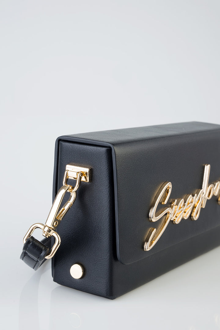 Belt Strap & Front Flap Detail Pauline Handbag - Black