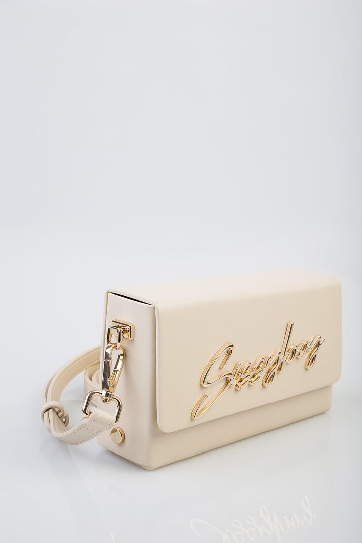 Belt Strap & Front Flap Detail Pauline Handbag - Ecru