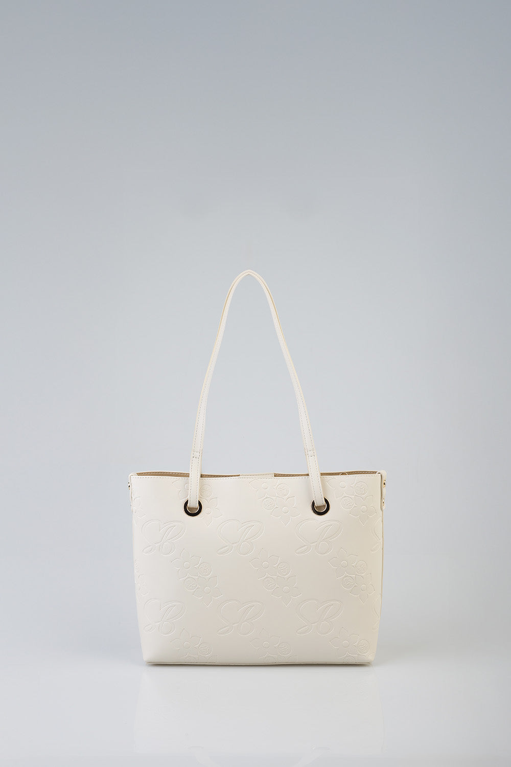 Debossed Print Hayley Handbag Tote - Cream