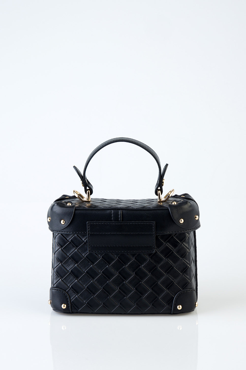 Vicki Handbag With Textured Fabric and Front Clip - Black