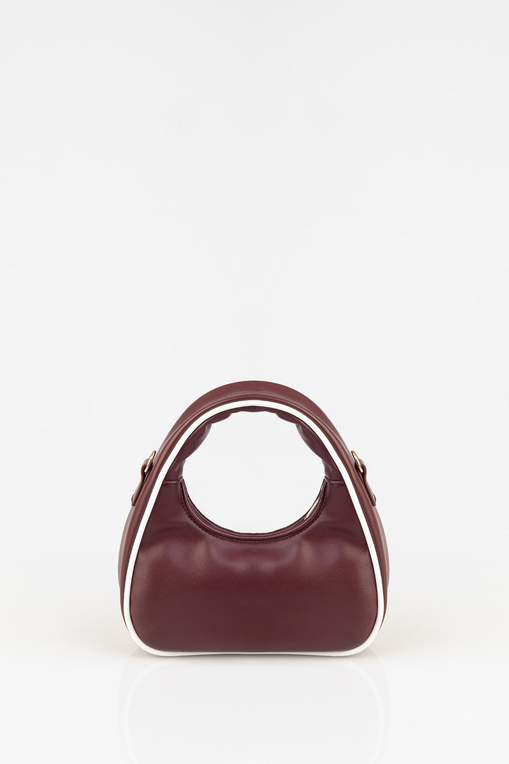 Brigitte Handbag With Piping Detail - Burgundy
