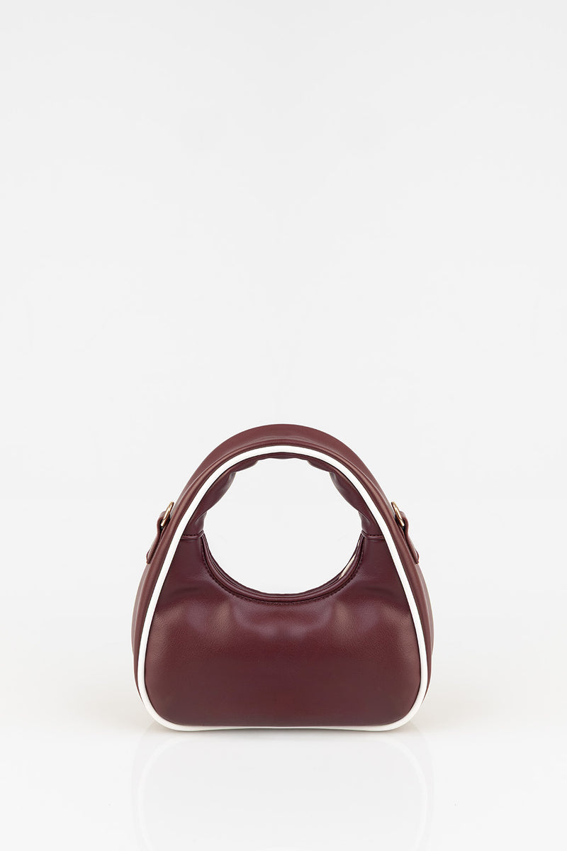 Brigitte Handbag With Piping Detail - Burgundy