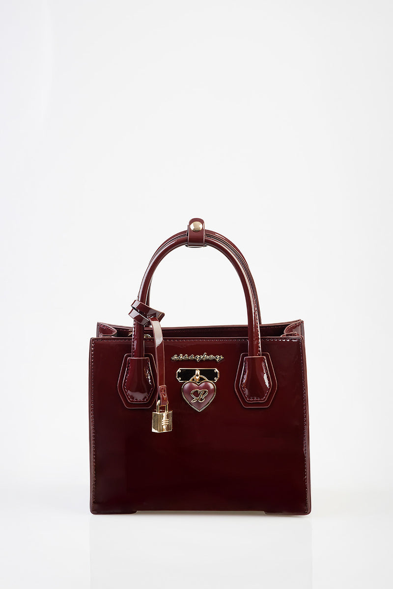 Miriam Handbag Patent Fabric Medi Tote - Burgundy