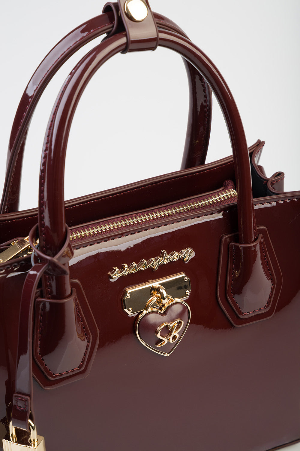 Miriam Handbag Patent Fabric Medi Tote - Burgundy