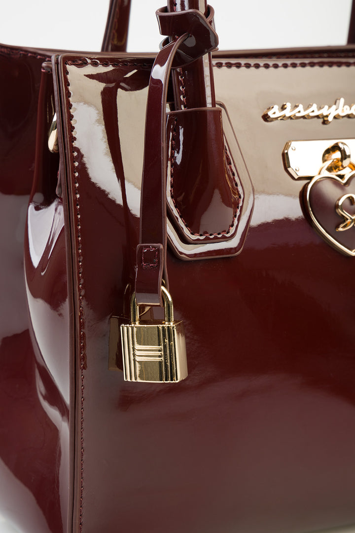 Miriam Handbag Patent Fabric Medi Tote - Burgundy
