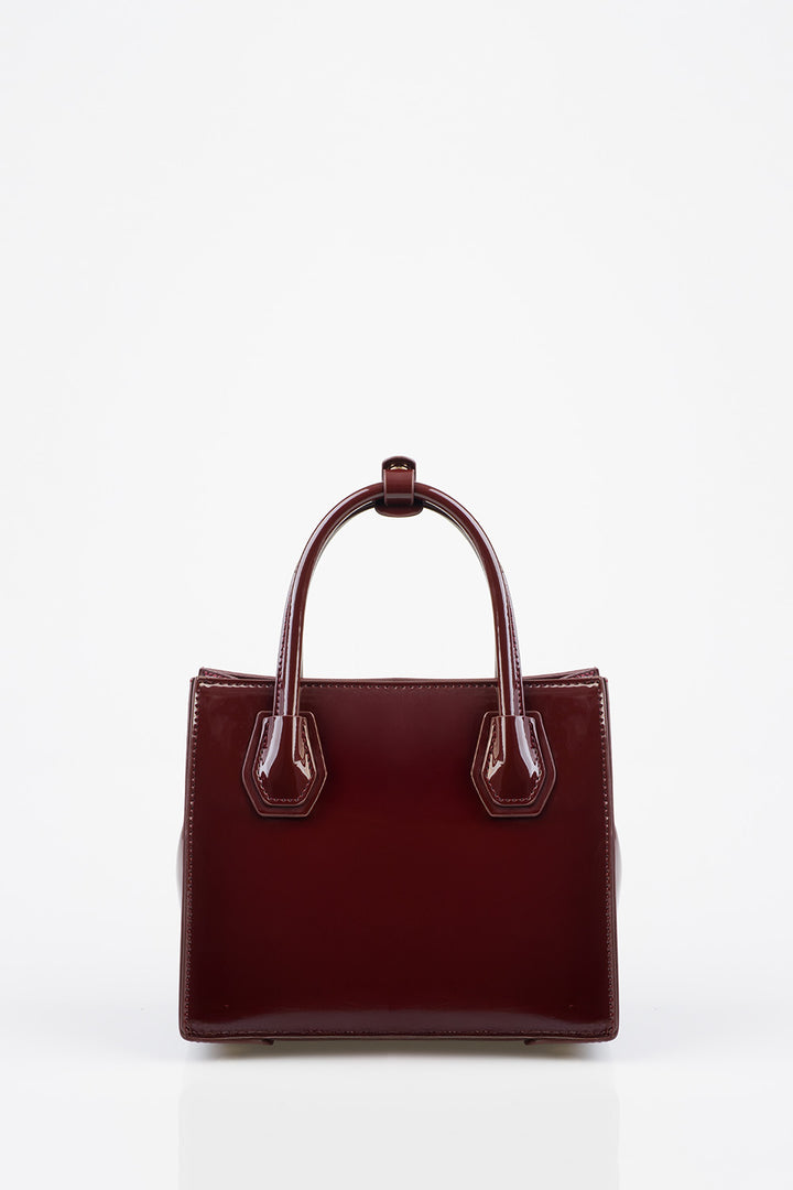 Miriam Handbag Patent Fabric Medi Tote - Burgundy