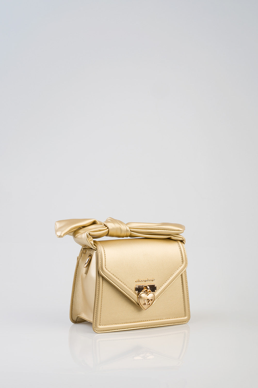 Annie Metallic Mini Handbag With Bow Knot Strap Detail - Bronze