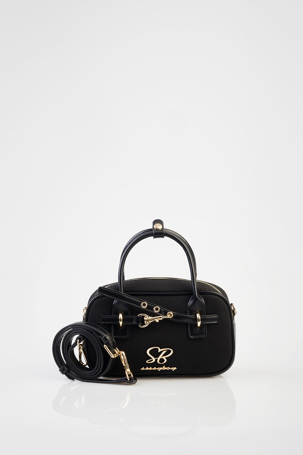 Zoe Bowler Handbag With Front Clip Detail & Mini Bow - Black