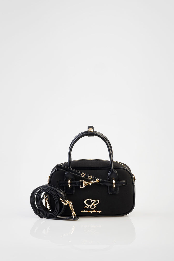 Zoe Bowler Handbag With Front Clip Detail & Mini Bow - Black