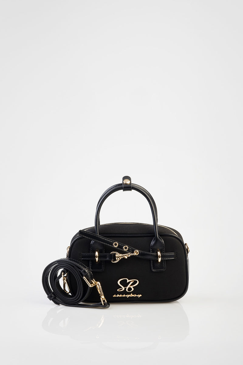 Zoe Bowler Handbag With Front Clip Detail & Mini Bow - Black