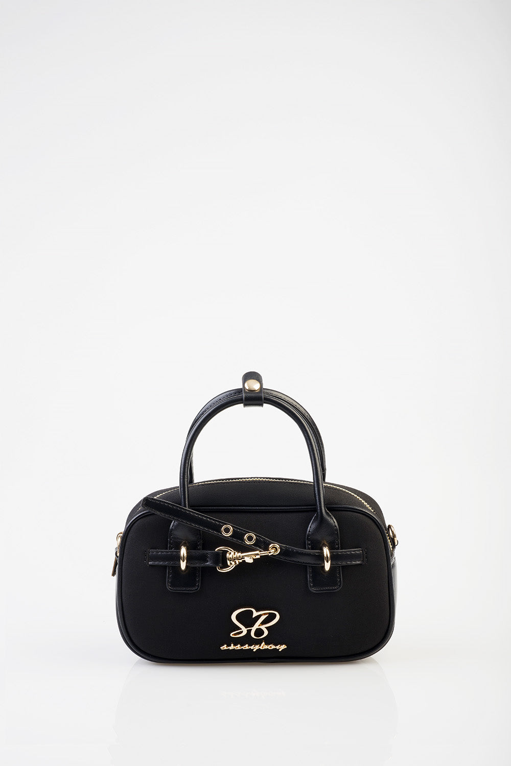 Zoe Bowler Handbag With Front Clip Detail & Mini Bow - Black