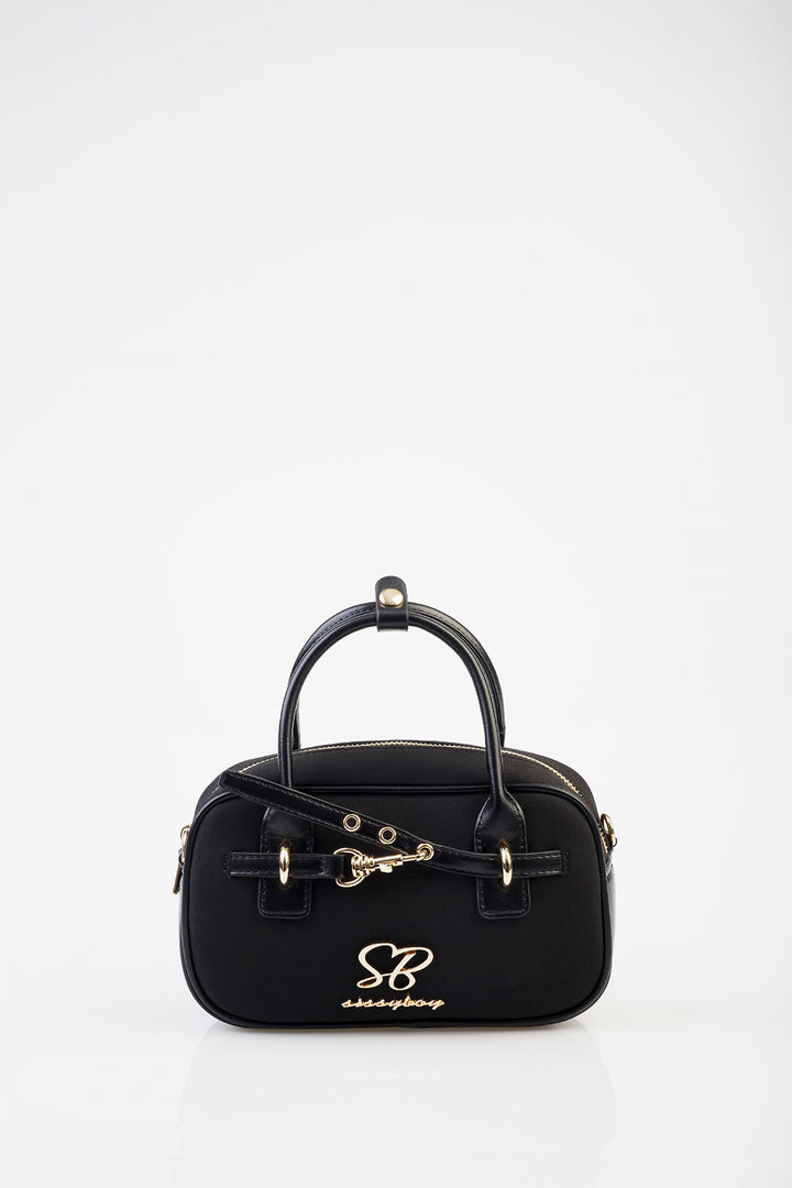 Zoe Bowler Handbag With Front Clip Detail & Mini Bow - Black