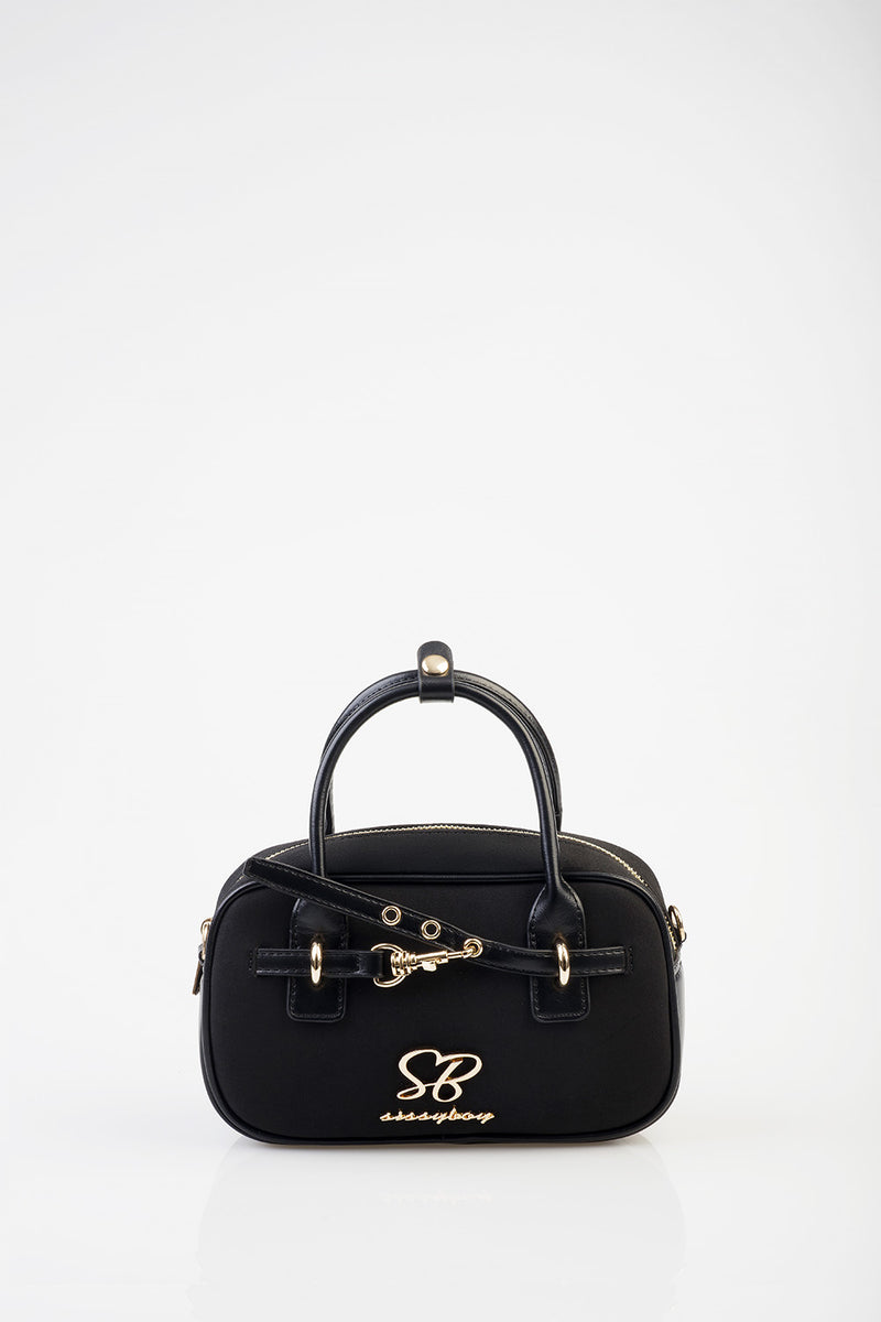 Zoe Bowler Handbag With Front Clip Detail & Mini Bow - Black