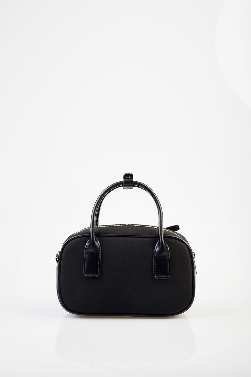 Zoe Bowler Handbag With Front Clip Detail & Mini Bow - Black