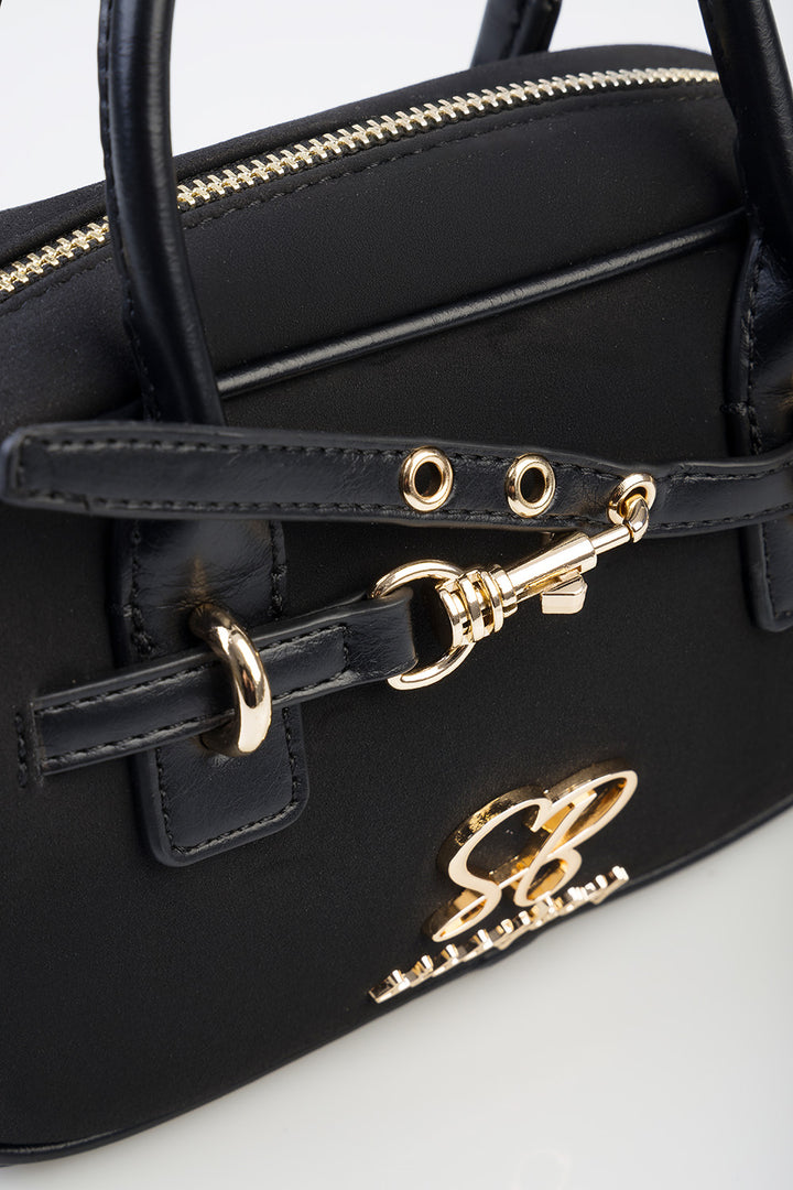 Zoe Bowler Handbag With Front Clip Detail & Mini Bow - Black