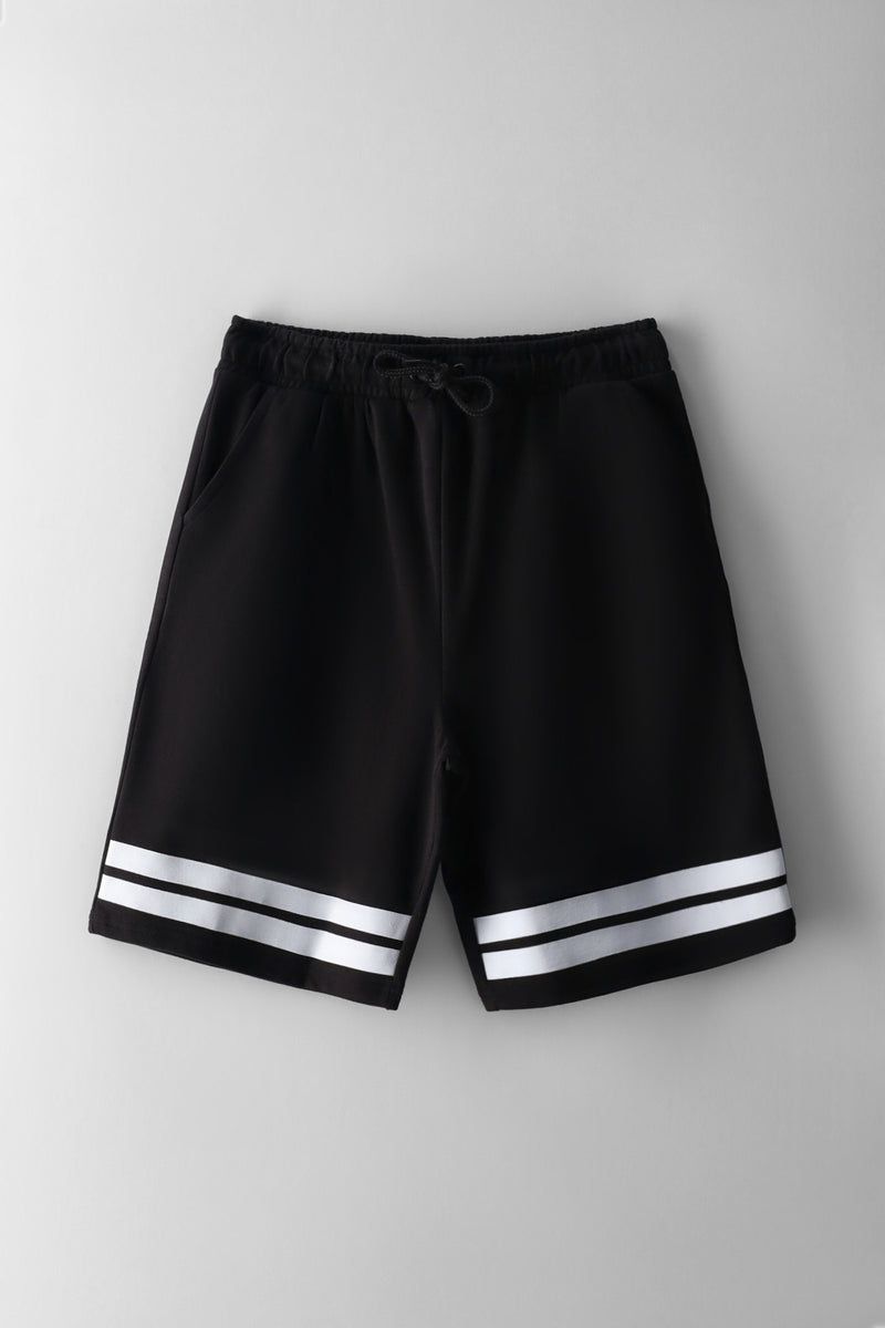 Boys Stripe Fleece Short - Black