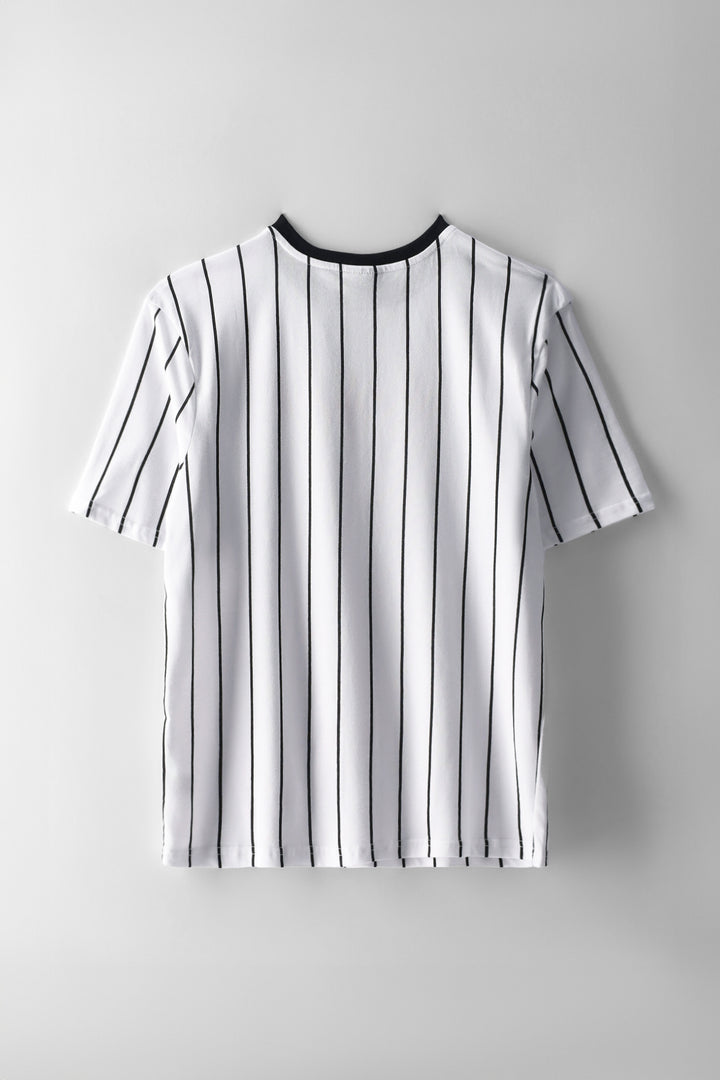Boys Pinstripe New York T-Shirt - White/Black