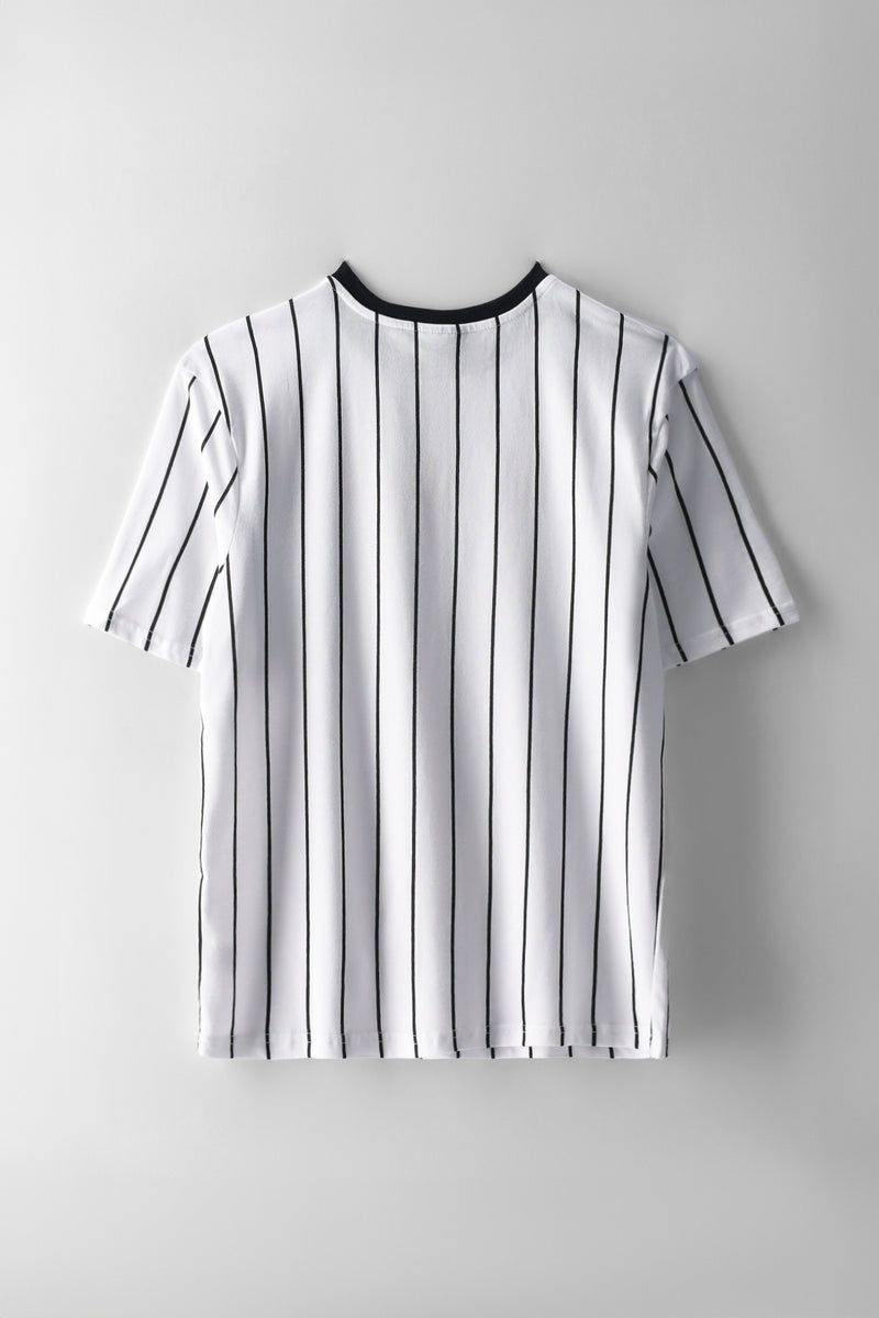 Boys Pinstripe New York T-Shirt - White/Black