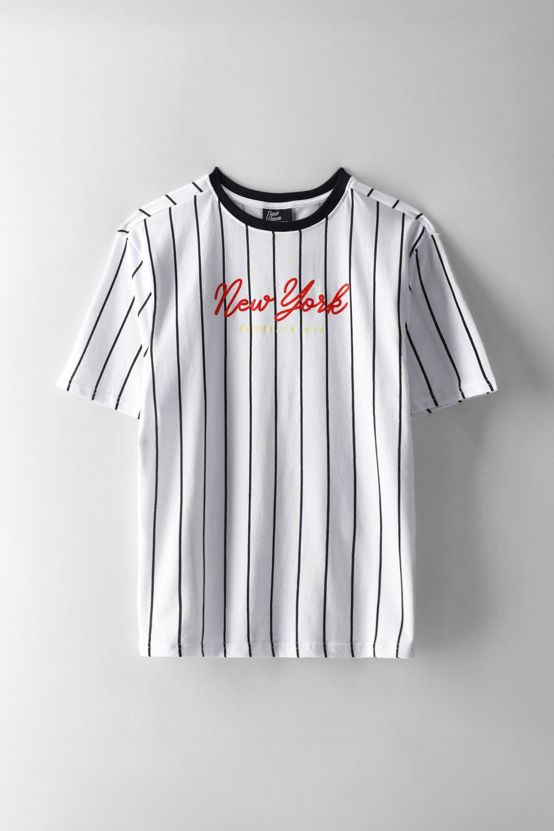 Boys Pinstripe New York T-Shirt - White/Black