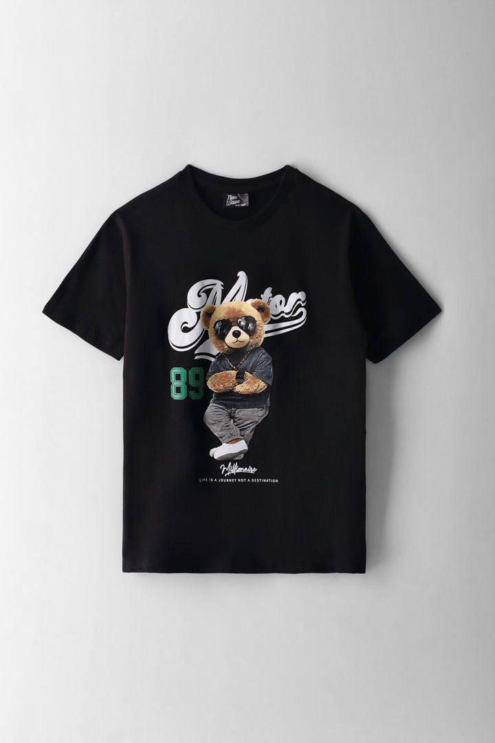 Boys Teddy Print T-Shirt - Black