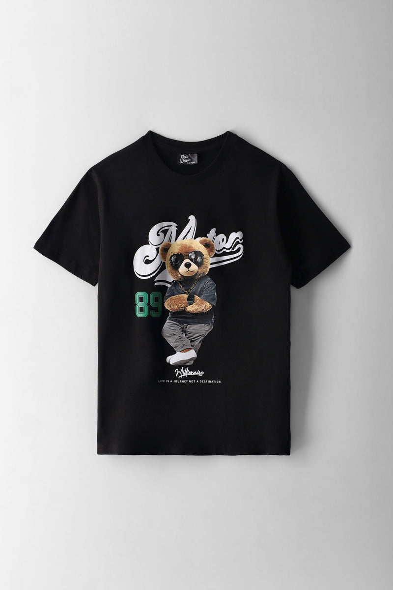 Boys Teddy Print T-Shirt - Black